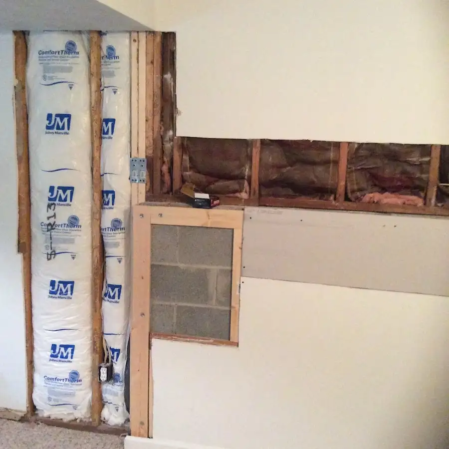 Wall insulation replacement during Basement Flood Cleanup in Flossmoor